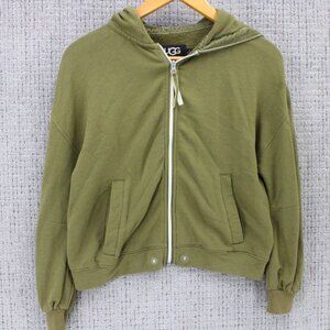 UGG RTW Hoodie Sweatshirt Womens XS Green Casual Full Zip Abbi Half Moon